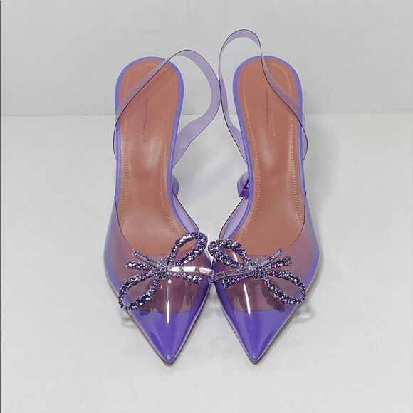 Amina Muaddi Rosie Crystal-Embellished Transparent Slingback Pumps size 39 - Picture 6 of 13